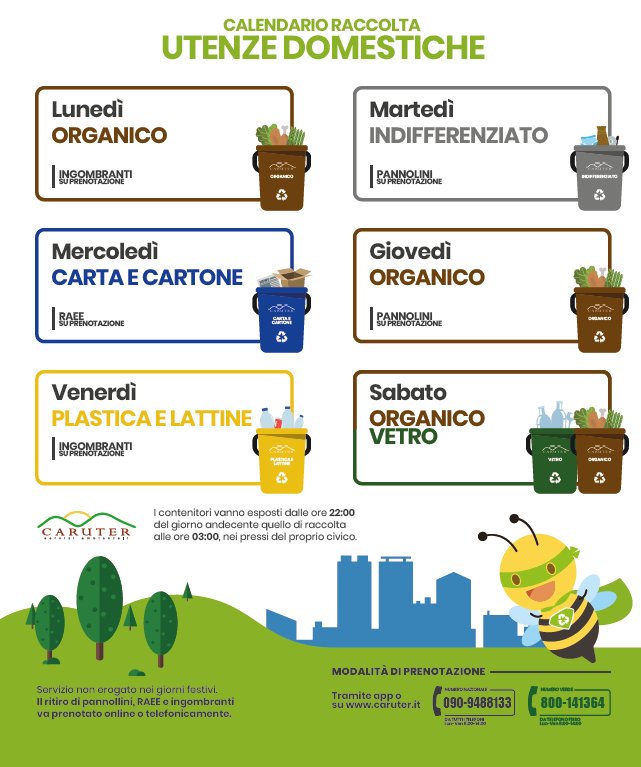 Calendario della Raccolta Differenziata per Utenze Domestiche e